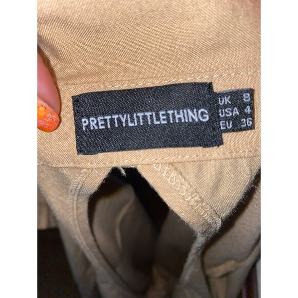 Pretty Little Things Sand Woven Open Back Tie Long Sleeve Shirt Size 4 - Picture 9 of 9